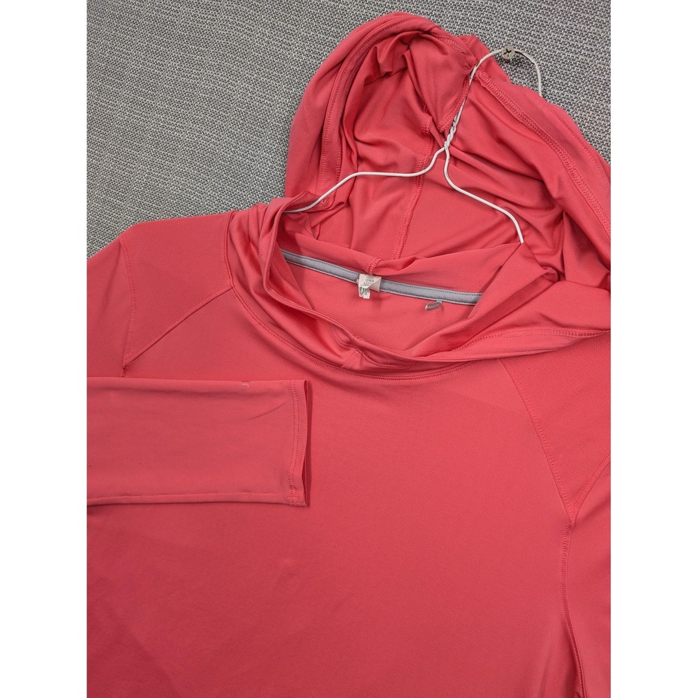 Under Armour HeatGear Shirt Womens Large Pink Hooded Long Sleeve UPF 50+ Running